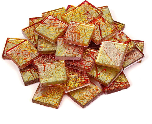 ™ 3/4 Inch (20mm) Foil Mosaic Tile, 1 Pound (16 oz. Bag) (1 Pound, Yellow-Orange)