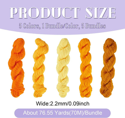 5 Bundles Acrylic Fiber Yarns Mini Crochet Yarn Kit Skeins Mixed Color Thread for Crafts Fall Theme Yellow Soft Knitting Yarn for Crocheting Weaving Handicraft Knitting Art Craft Projects