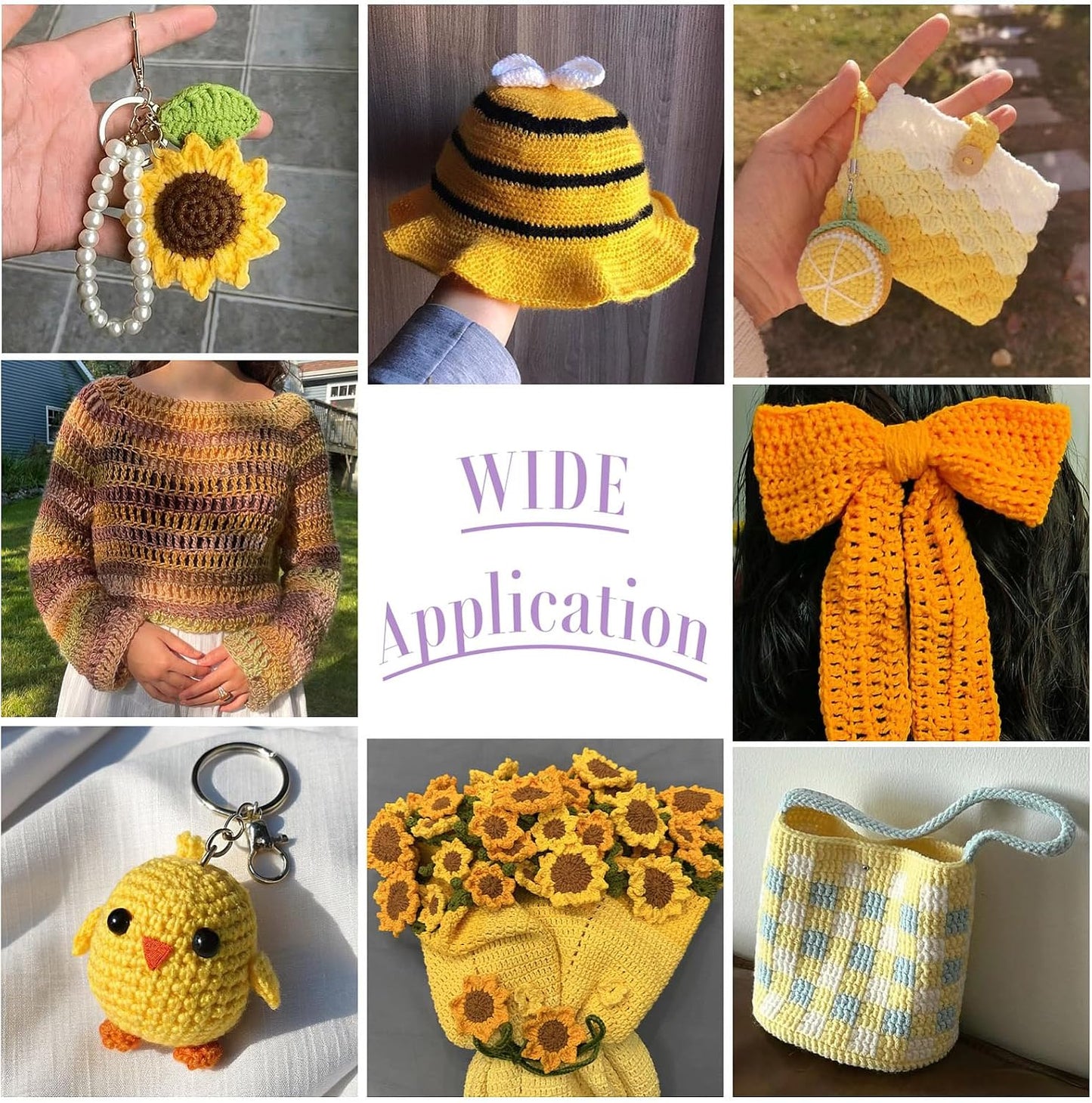 5 Bundles Acrylic Fiber Yarns Mini Crochet Yarn Kit Skeins Mixed Color Thread for Crafts Fall Theme Yellow Soft Knitting Yarn for Crocheting Weaving Handicraft Knitting Art Craft Projects