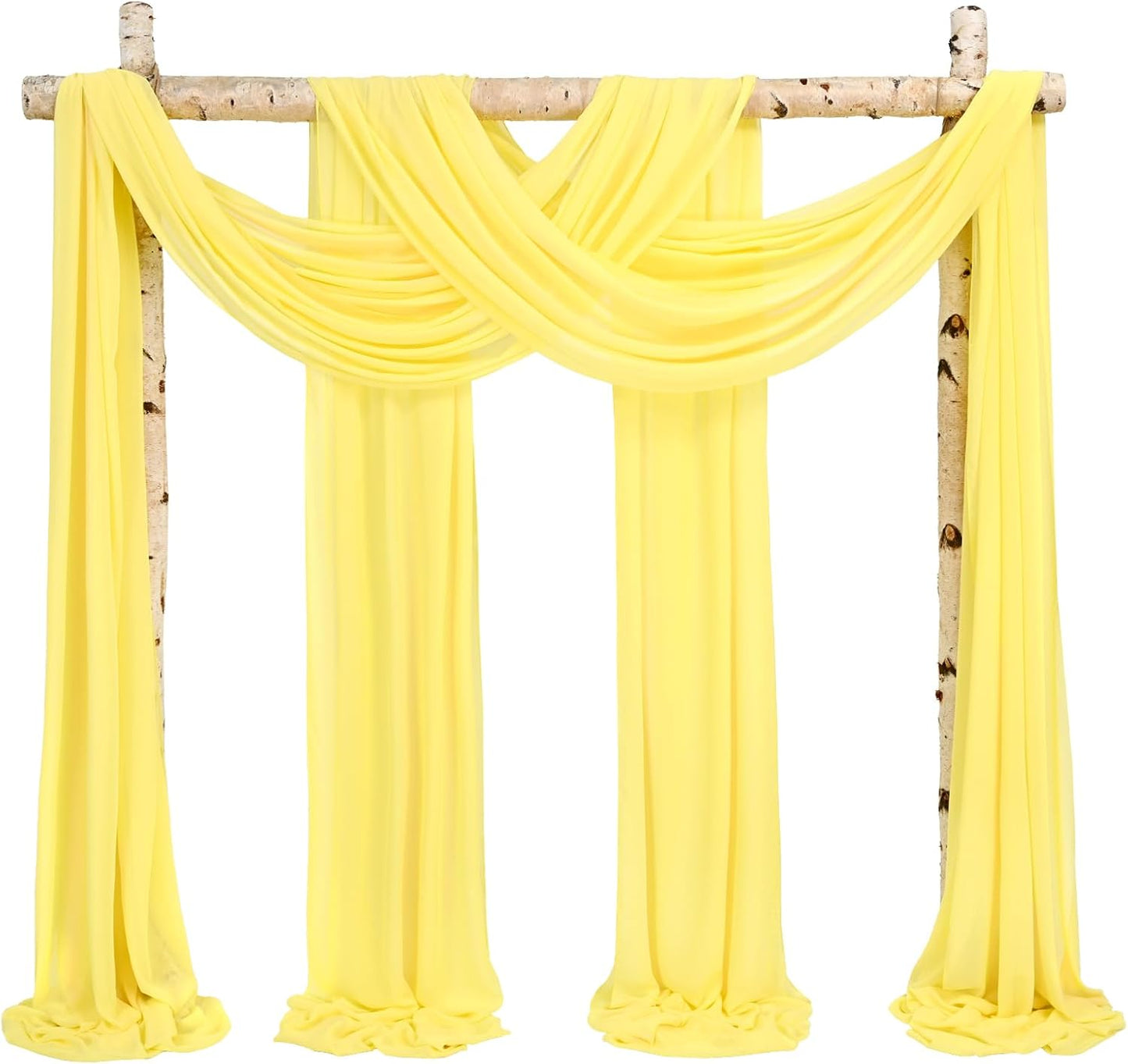 Wedding Arch Draping Fabric,4 Panels 28" x20ft Yellow Wedding Arch Drapes for Ceremony Chiffon Fabric Drapes Arbor Drapery Wedding Arch Decorations for Reception Sheer Backdrop Curtains for Party