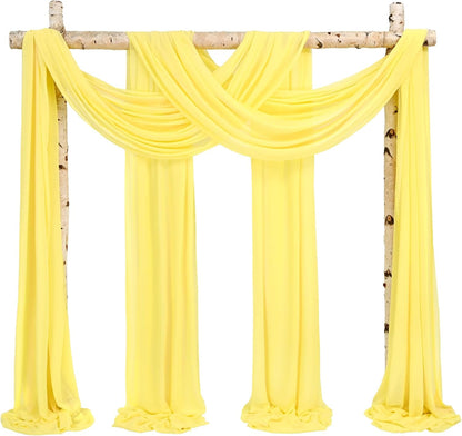 Wedding Arch Draping Fabric,4 Panels 28" x20ft Yellow Wedding Arch Drapes for Ceremony Chiffon Fabric Drapes Arbor Drapery Wedding Arch Decorations for Reception Sheer Backdrop Curtains for Party