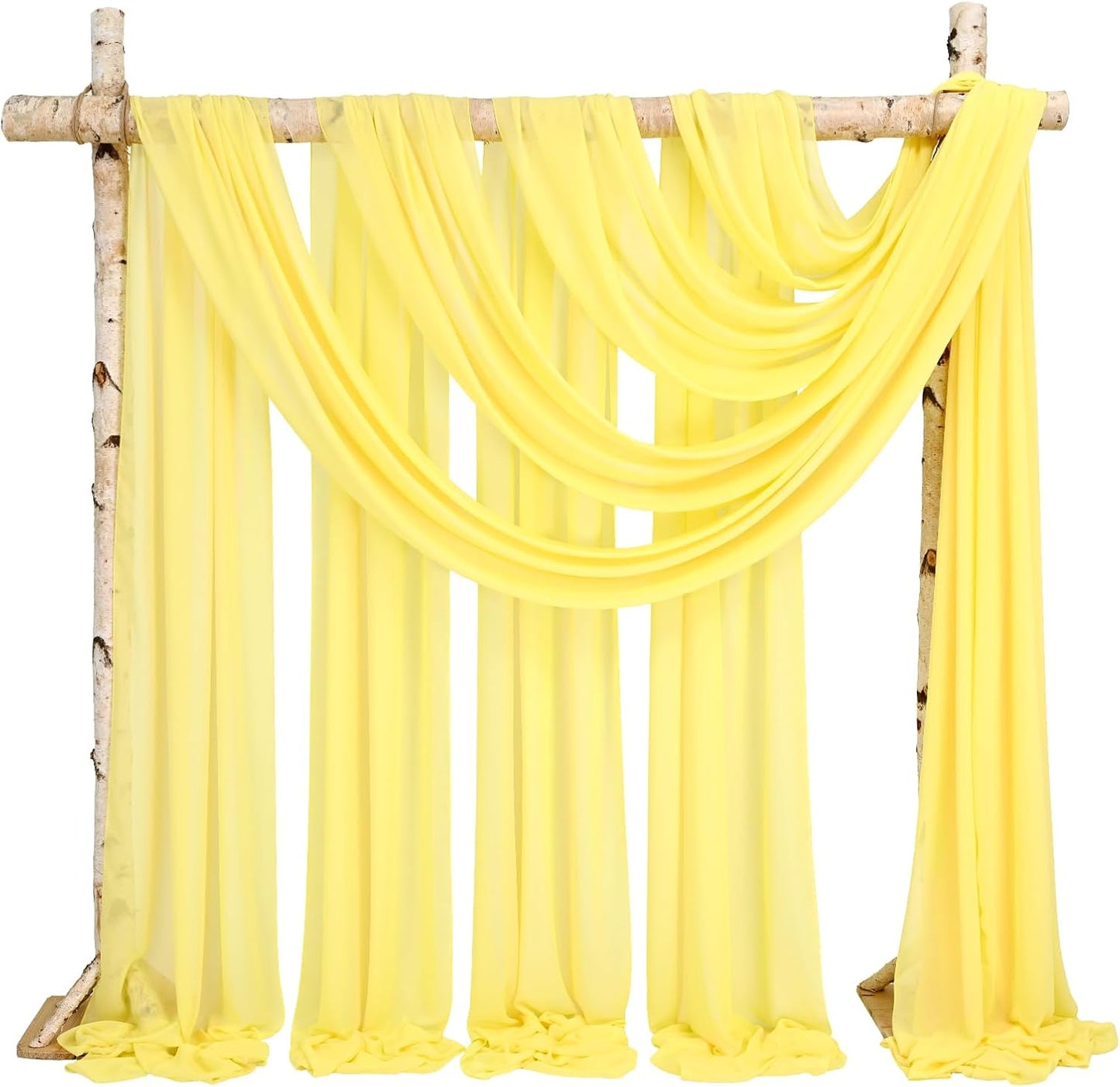 Wedding Arch Draping Fabric,4 Panels 28" x20ft Yellow Wedding Arch Drapes for Ceremony Chiffon Fabric Drapes Arbor Drapery Wedding Arch Decorations for Reception Sheer Backdrop Curtains for Party