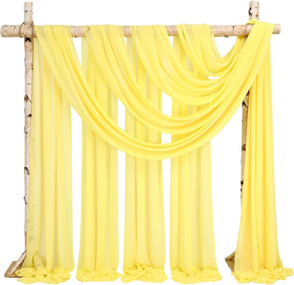 Wedding Arch Draping Fabric,4 Panels 28" x20ft Yellow Wedding Arch Drapes for Ceremony Chiffon Fabric Drapes Arbor Drapery Wedding Arch Decorations for Reception Sheer Backdrop Curtains for Party