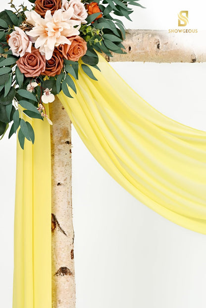 Wedding Arch Draping Fabric,4 Panels 28" x20ft Yellow Wedding Arch Drapes for Ceremony Chiffon Fabric Drapes Arbor Drapery Wedding Arch Decorations for Reception Sheer Backdrop Curtains for Party
