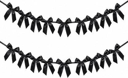 2 Pack Bow Garland Banner, 8.3 ft Pre-Strung Satin Ribbon Bow Decorations for Birthday Party, Baby Shower, Bridal Shower, Bachelorette, Wedding, Coquette Party Decor, Yellow