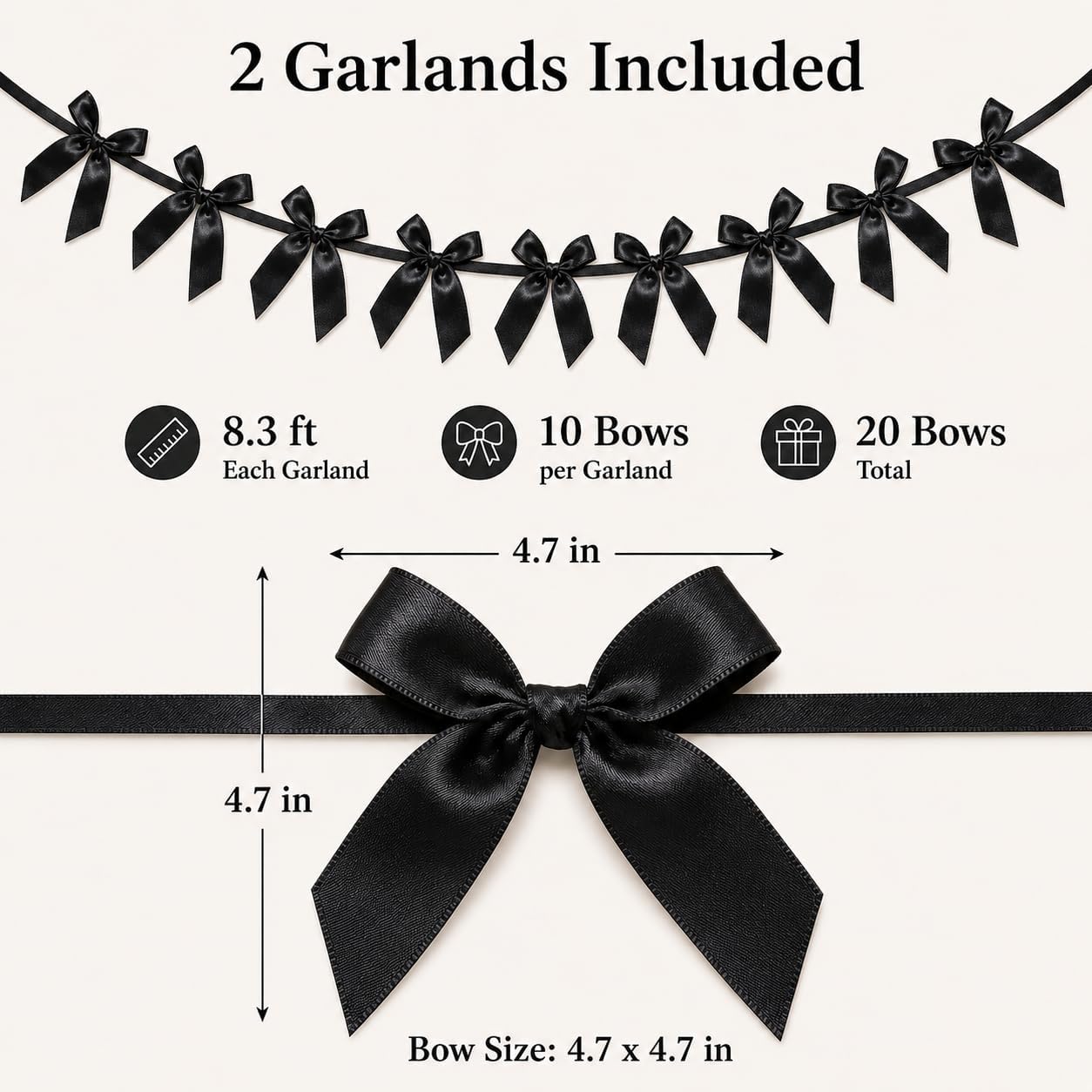 2 Pack Bow Garland Banner, 8.3 ft Pre-Strung Satin Ribbon Bow Decorations for Birthday Party, Baby Shower, Bridal Shower, Bachelorette, Wedding, Coquette Party Decor, Yellow