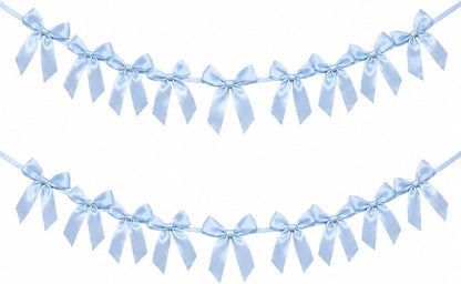 2 Pack Bow Garland Banner, 8.3 ft Pre-Strung Satin Ribbon Bow Decorations for Birthday Party, Baby Shower, Bridal Shower, Bachelorette, Wedding, Coquette Party Decor, Yellow