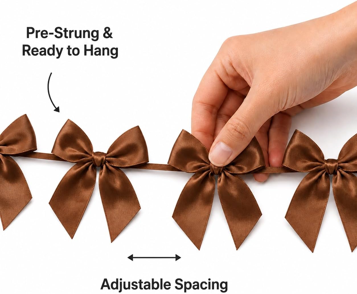 2 Pack Bow Garland Banner, 8.3 ft Pre-Strung Satin Ribbon Bow Decorations for Birthday Party, Baby Shower, Bridal Shower, Bachelorette, Wedding, Coquette Party Decor, Yellow