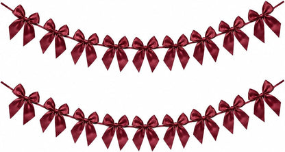 2 Pack Bow Garland Banner, 8.3 ft Pre-Strung Satin Ribbon Bow Decorations for Birthday Party, Baby Shower, Bridal Shower, Bachelorette, Wedding, Coquette Party Decor, Yellow
