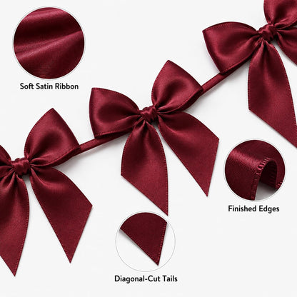 2 Pack Bow Garland Banner, 8.3 ft Pre-Strung Satin Ribbon Bow Decorations for Birthday Party, Baby Shower, Bridal Shower, Bachelorette, Wedding, Coquette Party Decor, Yellow