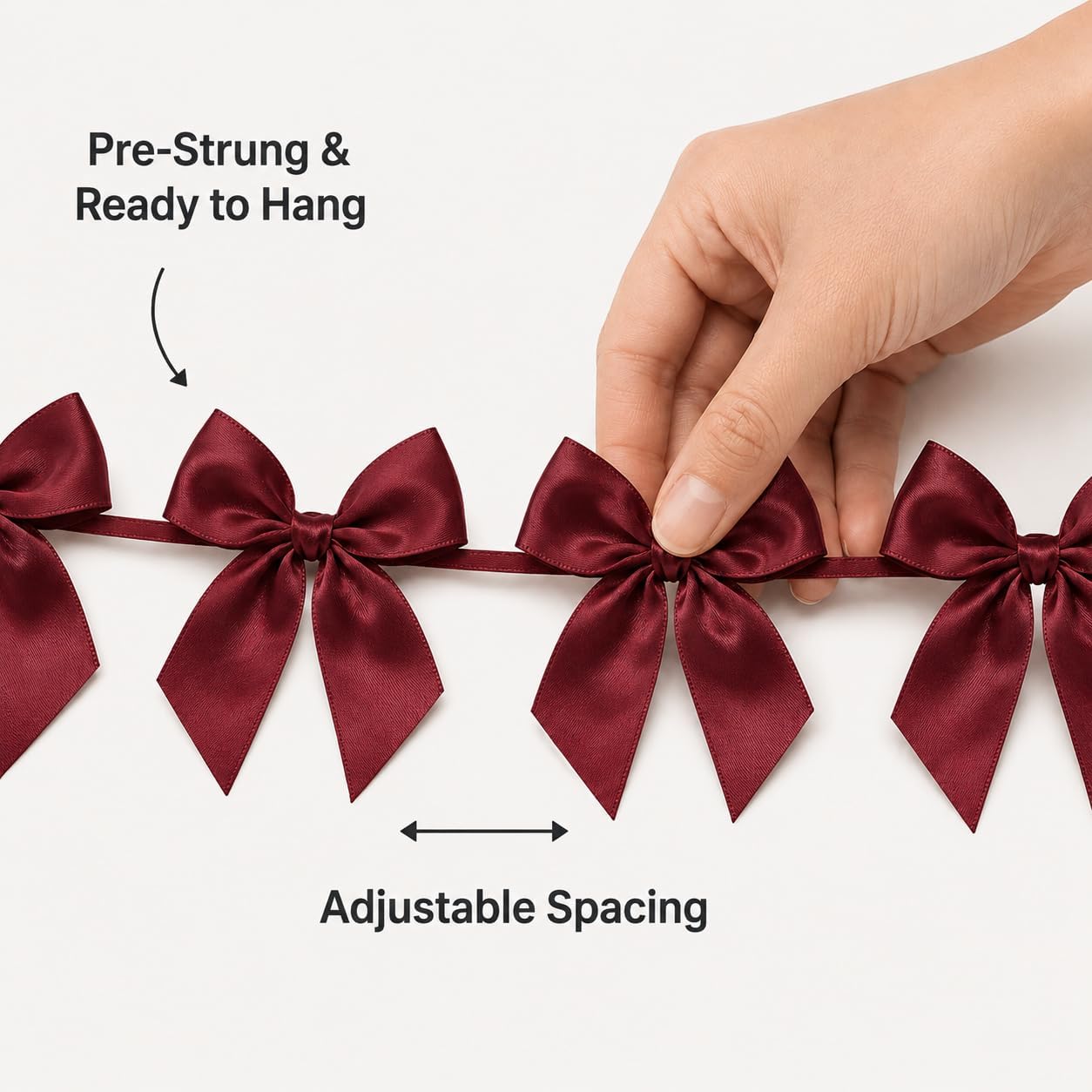 2 Pack Bow Garland Banner, 8.3 ft Pre-Strung Satin Ribbon Bow Decorations for Birthday Party, Baby Shower, Bridal Shower, Bachelorette, Wedding, Coquette Party Decor, Yellow
