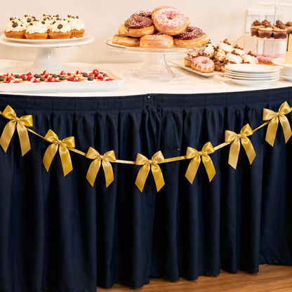 2 Pack Bow Garland Banner, 8.3 ft Pre-Strung Satin Ribbon Bow Decorations for Birthday Party, Baby Shower, Bridal Shower, Bachelorette, Wedding, Coquette Party Decor, Yellow