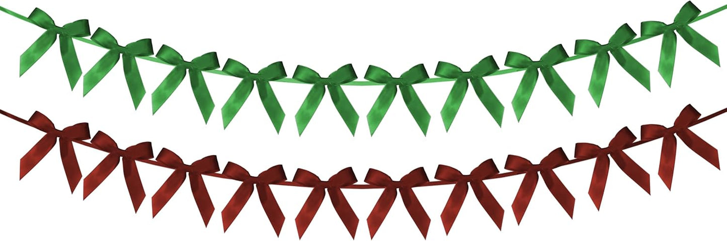 2 Pack Bow Garland Banner, 8.3 ft Pre-Strung Satin Ribbon Bow Decorations for Birthday Party, Baby Shower, Bridal Shower, Bachelorette, Wedding, Coquette Party Decor, Yellow