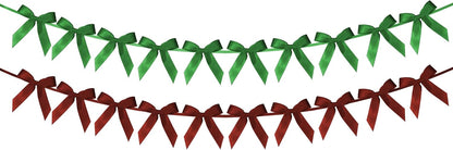 2 Pack Bow Garland Banner, 8.3 ft Pre-Strung Satin Ribbon Bow Decorations for Birthday Party, Baby Shower, Bridal Shower, Bachelorette, Wedding, Coquette Party Decor, Yellow