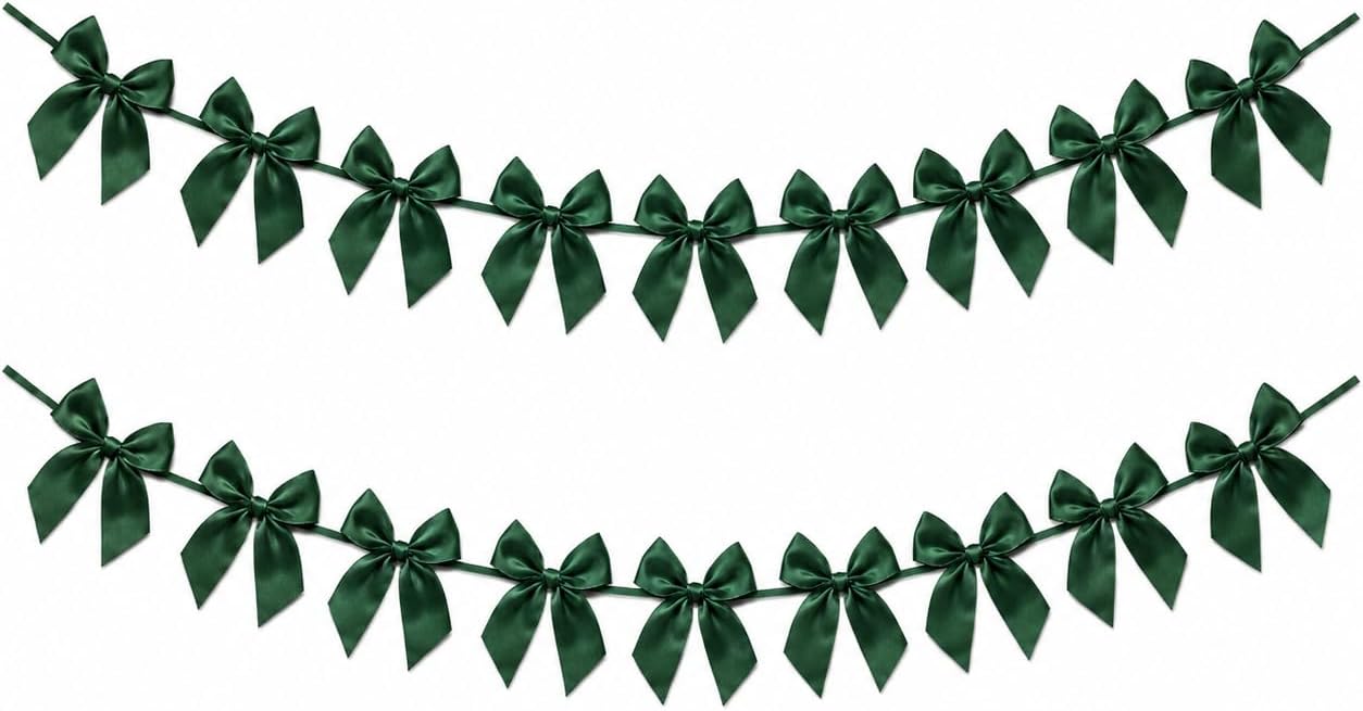 2 Pack Bow Garland Banner, 8.3 ft Pre-Strung Satin Ribbon Bow Decorations for Birthday Party, Baby Shower, Bridal Shower, Bachelorette, Wedding, Coquette Party Decor, Yellow