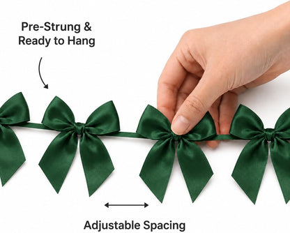 2 Pack Bow Garland Banner, 8.3 ft Pre-Strung Satin Ribbon Bow Decorations for Birthday Party, Baby Shower, Bridal Shower, Bachelorette, Wedding, Coquette Party Decor, Yellow