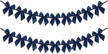 2 Pack Bow Garland Banner, 8.3 ft Pre-Strung Satin Ribbon Bow Decorations for Birthday Party, Baby Shower, Bridal Shower, Bachelorette, Wedding, Coquette Party Decor, Yellow