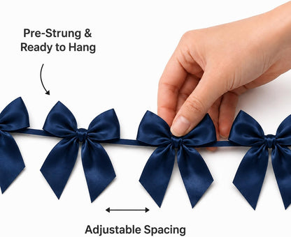 2 Pack Bow Garland Banner, 8.3 ft Pre-Strung Satin Ribbon Bow Decorations for Birthday Party, Baby Shower, Bridal Shower, Bachelorette, Wedding, Coquette Party Decor, Yellow