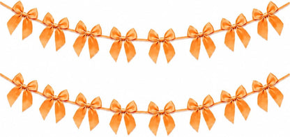 2 Pack Bow Garland Banner, 8.3 ft Pre-Strung Satin Ribbon Bow Decorations for Birthday Party, Baby Shower, Bridal Shower, Bachelorette, Wedding, Coquette Party Decor, Yellow