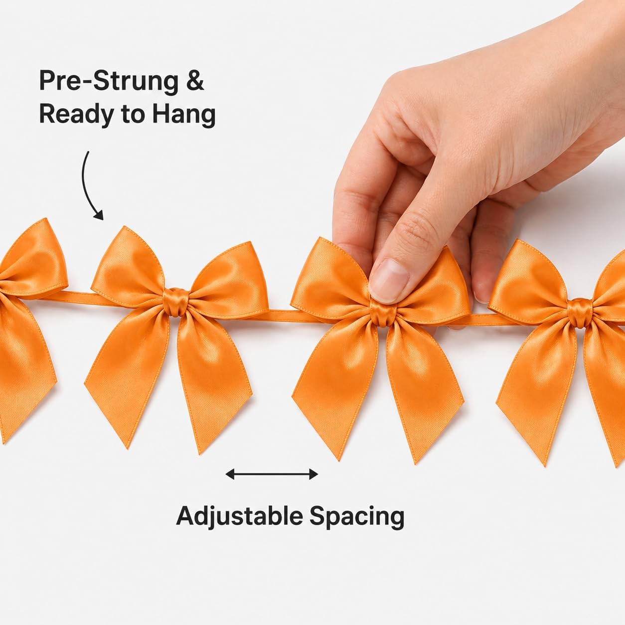 2 Pack Bow Garland Banner, 8.3 ft Pre-Strung Satin Ribbon Bow Decorations for Birthday Party, Baby Shower, Bridal Shower, Bachelorette, Wedding, Coquette Party Decor, Yellow