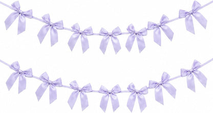 2 Pack Bow Garland Banner, 8.3 ft Pre-Strung Satin Ribbon Bow Decorations for Birthday Party, Baby Shower, Bridal Shower, Bachelorette, Wedding, Coquette Party Decor, Yellow