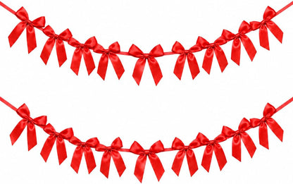 2 Pack Bow Garland Banner, 8.3 ft Pre-Strung Satin Ribbon Bow Decorations for Birthday Party, Baby Shower, Bridal Shower, Bachelorette, Wedding, Coquette Party Decor, Yellow