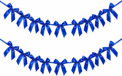 2 Pack Bow Garland Banner, 8.3 ft Pre-Strung Satin Ribbon Bow Decorations for Birthday Party, Baby Shower, Bridal Shower, Bachelorette, Wedding, Coquette Party Decor, Yellow