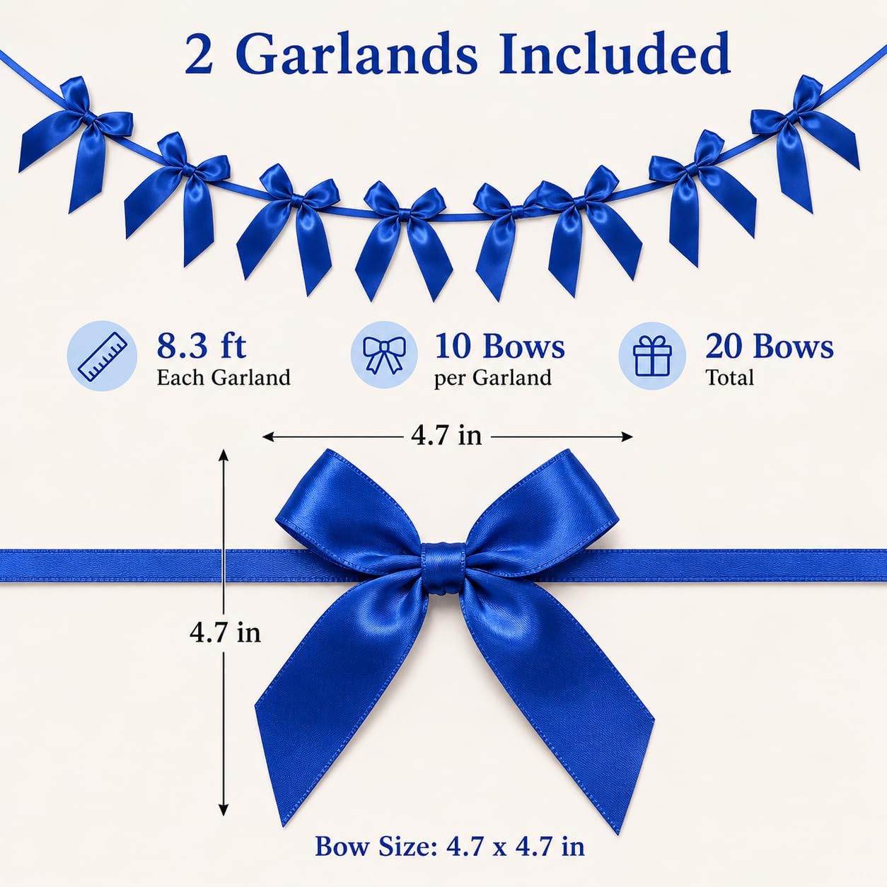 2 Pack Bow Garland Banner, 8.3 ft Pre-Strung Satin Ribbon Bow Decorations for Birthday Party, Baby Shower, Bridal Shower, Bachelorette, Wedding, Coquette Party Decor, Yellow