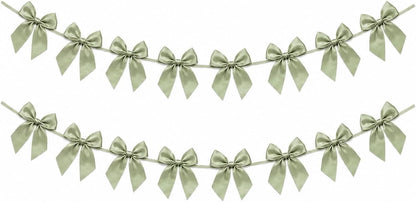 2 Pack Bow Garland Banner, 8.3 ft Pre-Strung Satin Ribbon Bow Decorations for Birthday Party, Baby Shower, Bridal Shower, Bachelorette, Wedding, Coquette Party Decor, Yellow