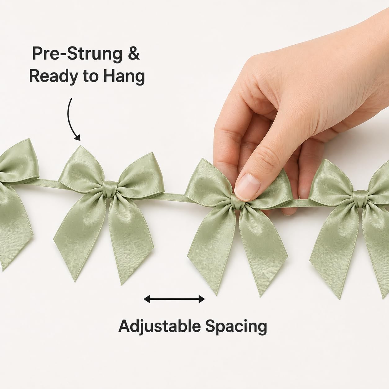 2 Pack Bow Garland Banner, 8.3 ft Pre-Strung Satin Ribbon Bow Decorations for Birthday Party, Baby Shower, Bridal Shower, Bachelorette, Wedding, Coquette Party Decor, Yellow