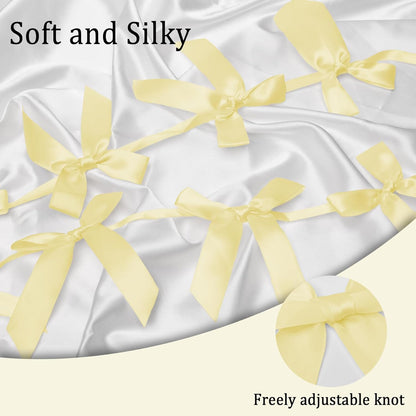 2 Pack Bow Garland Banner, 8.3 ft Pre-Strung Satin Ribbon Bow Decorations for Birthday Party, Baby Shower, Bridal Shower, Bachelorette, Wedding, Coquette Party Decor, Yellow