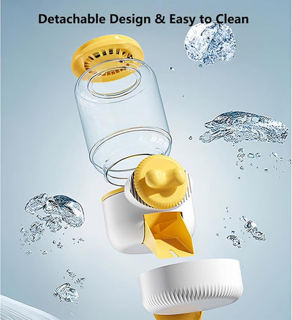 Automatic Hanging Gravity Siphon Water Dispenser 30oz | Large Capacity Rabbit Water Bottle Guinea Pig Bunny Water Dispensers Small Animal Water Bottle（Water Dispenser only, Yellow)
