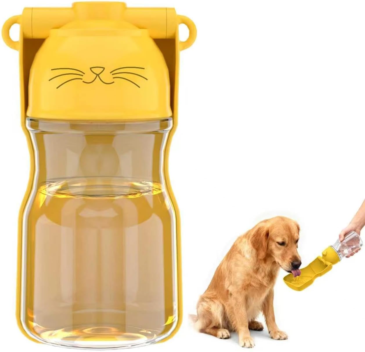 Dog Water Bottle, 16.9 OZ Collapsible Leak-Proof Pet Water Bowl | Collapsible Water Bottle,Suitable for Dog, Cat, Puppy, Guinea Pig, Hamster & Bunny. Ideal for Walking, Hiking (yellow)