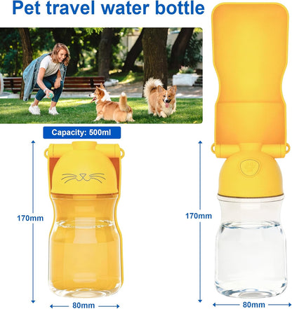 Dog Water Bottle, 16.9 OZ Collapsible Leak-Proof Pet Water Bowl | Collapsible Water Bottle,Suitable for Dog, Cat, Puppy, Guinea Pig, Hamster & Bunny. Ideal for Walking, Hiking (yellow)