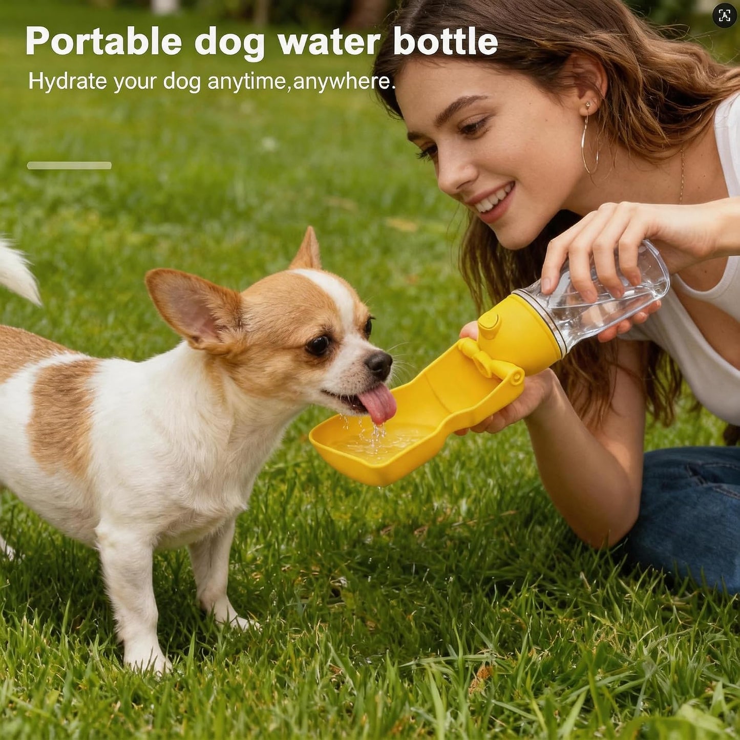 Dog Water Bottle, 16.9 OZ Collapsible Leak-Proof Pet Water Bowl | Collapsible Water Bottle,Suitable for Dog, Cat, Puppy, Guinea Pig, Hamster & Bunny. Ideal for Walking, Hiking (yellow)