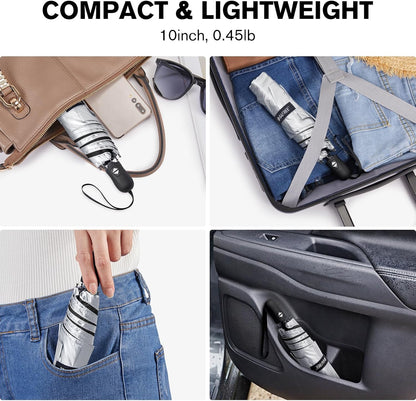 40 Inch Travel Compact Umbrella Mini Sun UV Protection Umbrella | UPF 50+, Small & Ultra-Lightweight, Automatic Open Close, Ultra-Thin Fabric, Portable, Super Slim, for Purse, Handbag, Women