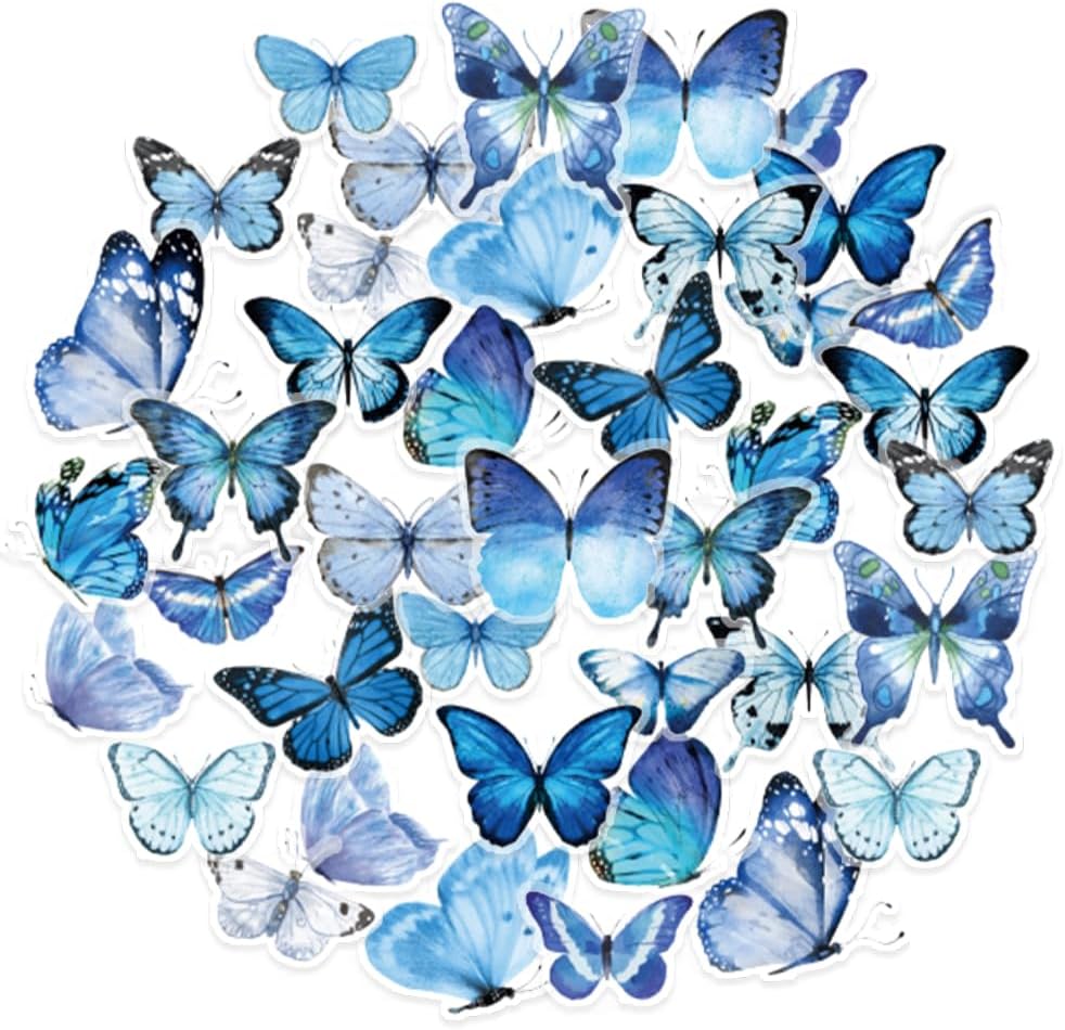 40Pcs Yellow Butterfly Stickers for Scrapbook Junk Journal Water Bottle Diary Gift Wrapping Envelope Laptop Collage Card Making Phone Case Planner DIY Crafts, 20 Designs