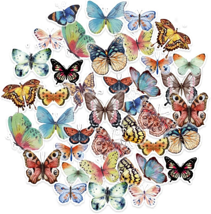 40Pcs Yellow Butterfly Stickers for Scrapbook Junk Journal Water Bottle Diary Gift Wrapping Envelope Laptop Collage Card Making Phone Case Planner DIY Crafts, 20 Designs