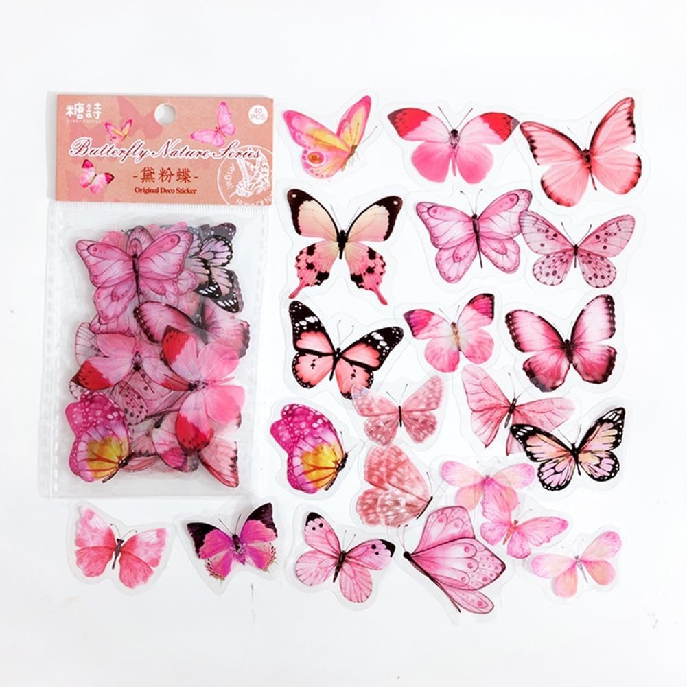 40Pcs Yellow Butterfly Stickers for Scrapbook Junk Journal Water Bottle Diary Gift Wrapping Envelope Laptop Collage Card Making Phone Case Planner DIY Crafts, 20 Designs
