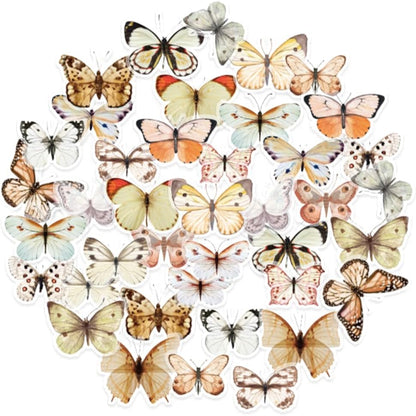40Pcs Yellow Butterfly Stickers for Scrapbook Junk Journal Water Bottle Diary Gift Wrapping Envelope Laptop Collage Card Making Phone Case Planner DIY Crafts, 20 Designs