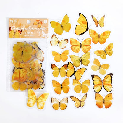 40Pcs Yellow Butterfly Stickers for Scrapbook Junk Journal Water Bottle Diary Gift Wrapping Envelope Laptop Collage Card Making Phone Case Planner DIY Crafts, 20 Designs