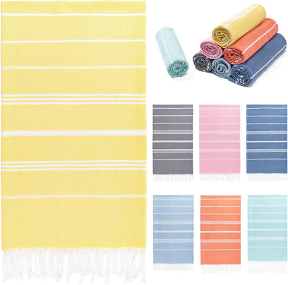 Turkish Beach Towel, 36"x71" Quick Dry Sand Free Oversized Bath Pool Swim Towel, Lightweight Travel Turkish Towels Vacation Essentials, Yellow