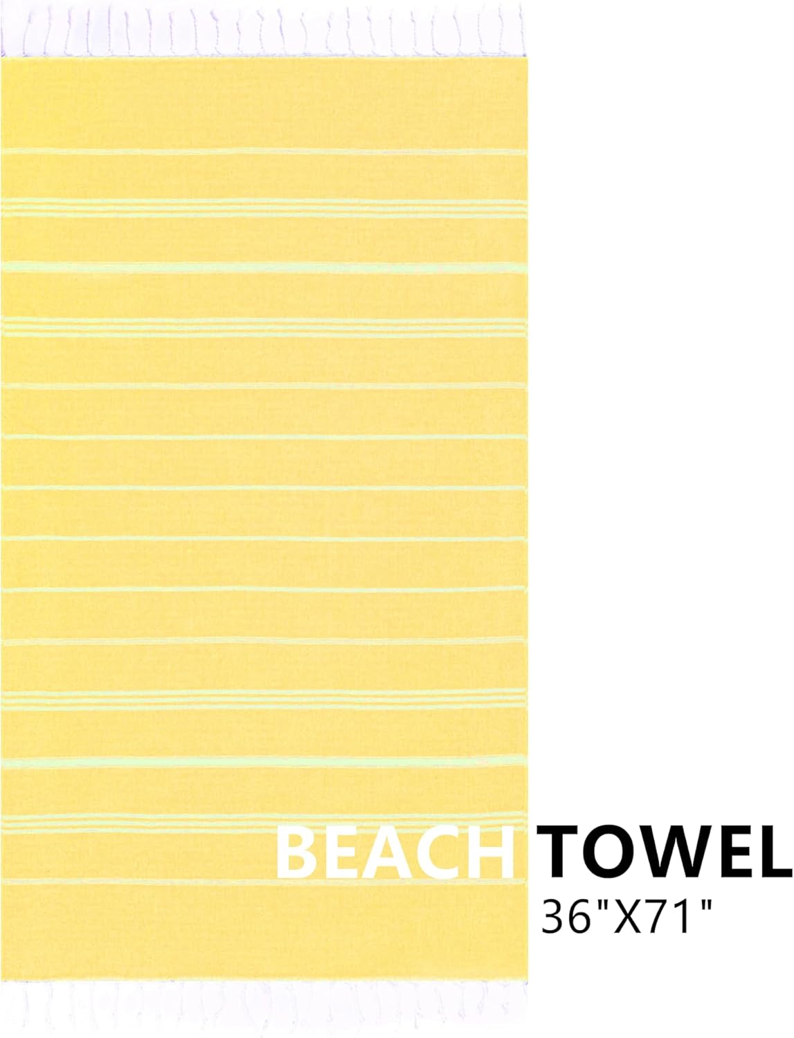Turkish Beach Towel, 36"x71" Quick Dry Sand Free Oversized Bath Pool Swim Towel, Lightweight Travel Turkish Towels Vacation Essentials, Yellow