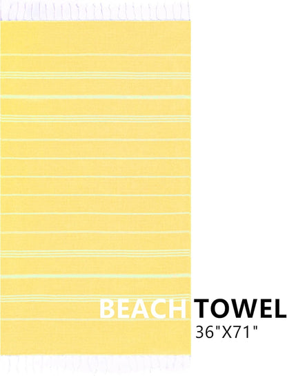 Turkish Beach Towel, 36"x71" Quick Dry Sand Free Oversized Bath Pool Swim Towel, Lightweight Travel Turkish Towels Vacation Essentials, Yellow