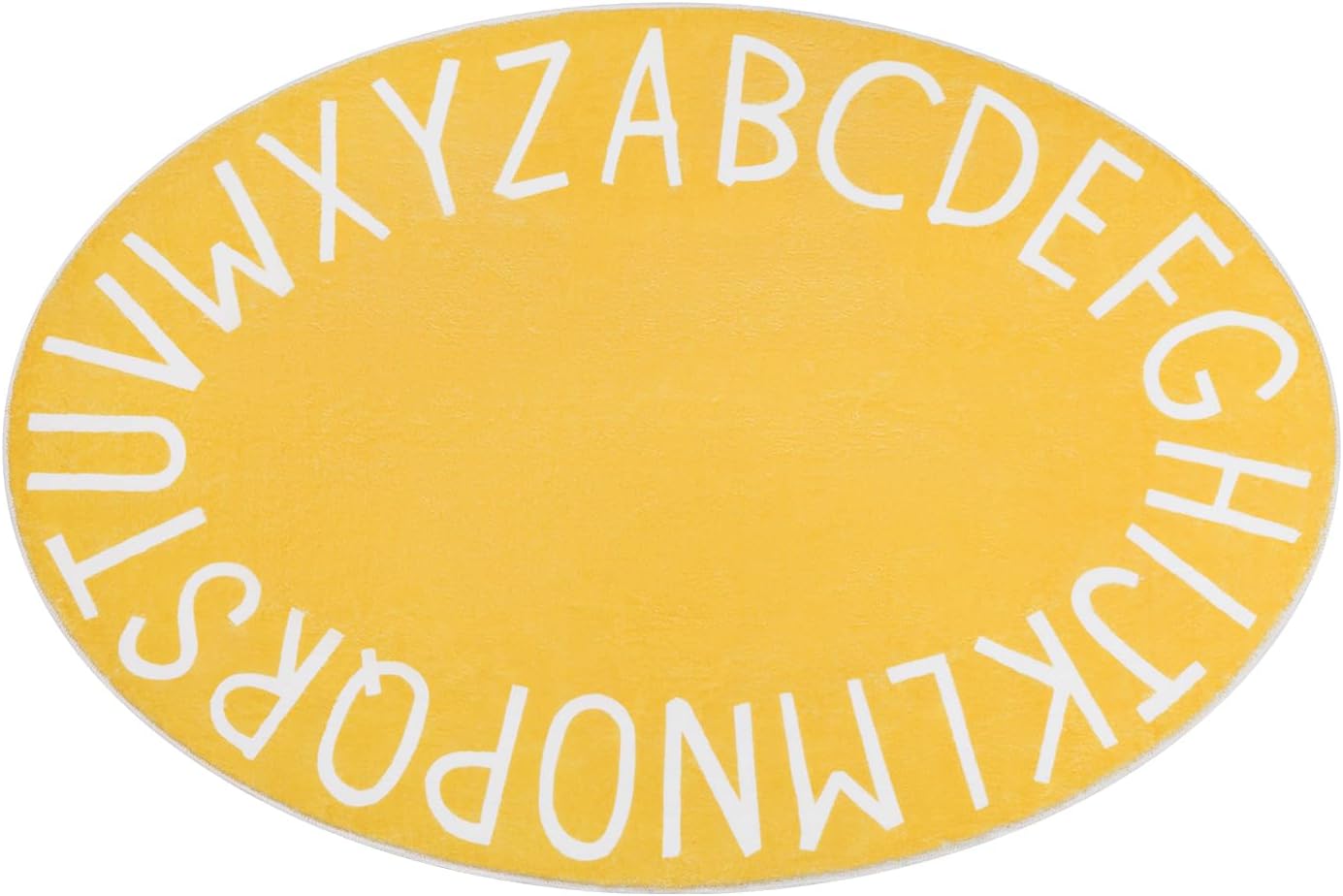 Oval ABC Area Rug,47x70 Inch Soft Floor Carpet,Yellow | Washable Alphabet Oval Rug,Non Slip Floor Mat Ideal for Bedrooms,Kids Rooms,Classrooms