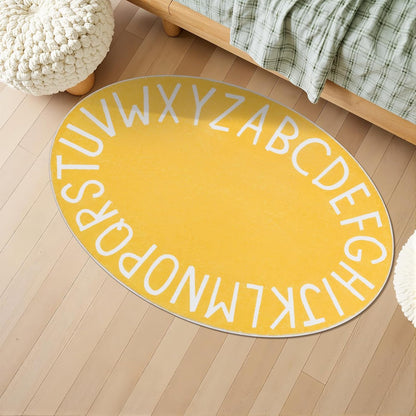 Oval ABC Area Rug,47x70 Inch Soft Floor Carpet,Yellow | Washable Alphabet Oval Rug,Non Slip Floor Mat Ideal for Bedrooms,Kids Rooms,Classrooms