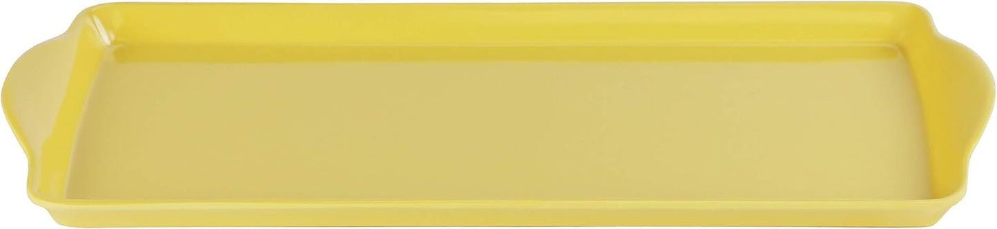 Melamine Plastic Tidbit Tray, BPA-Free, Food Safe, Multipurpose Platter Serving Tray, Bathroom/Table Organizer, Lemon