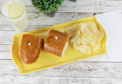 Melamine Plastic Tidbit Tray, BPA-Free, Food Safe, Multipurpose Platter Serving Tray, Bathroom/Table Organizer, Lemon