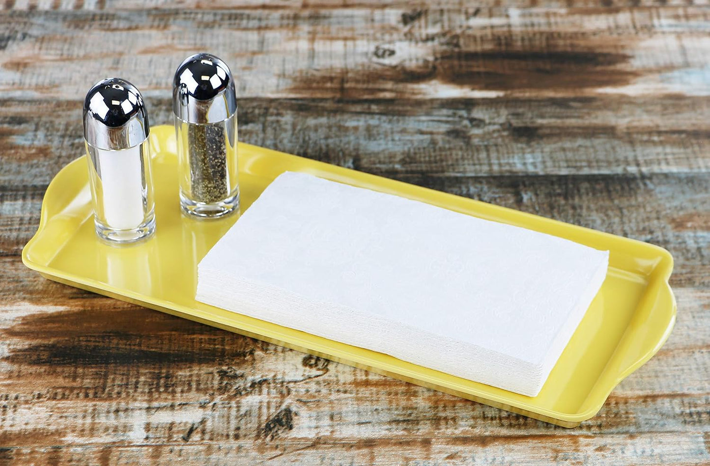 Melamine Plastic Tidbit Tray, BPA-Free, Food Safe, Multipurpose Platter Serving Tray, Bathroom/Table Organizer, Lemon