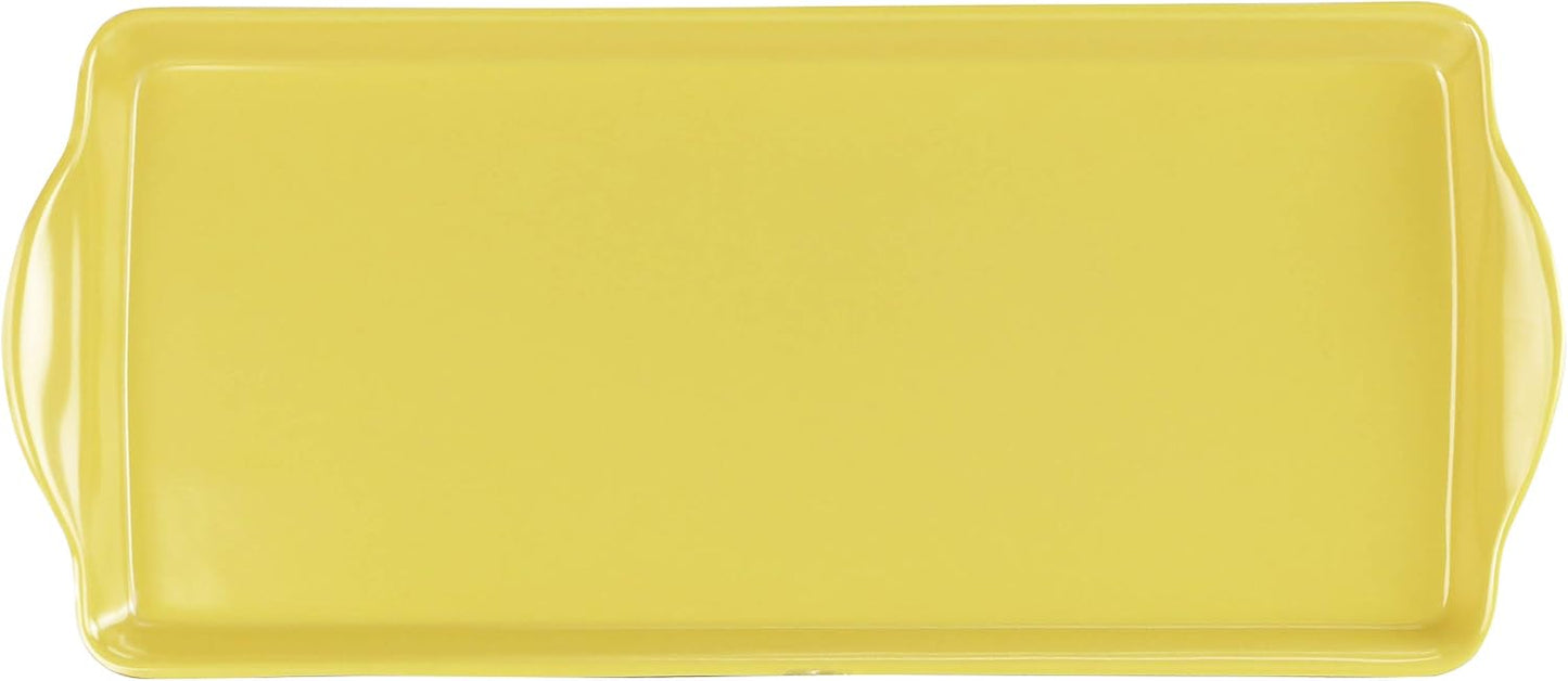 Melamine Plastic Tidbit Tray, BPA-Free, Food Safe, Multipurpose Platter Serving Tray, Bathroom/Table Organizer, Lemon
